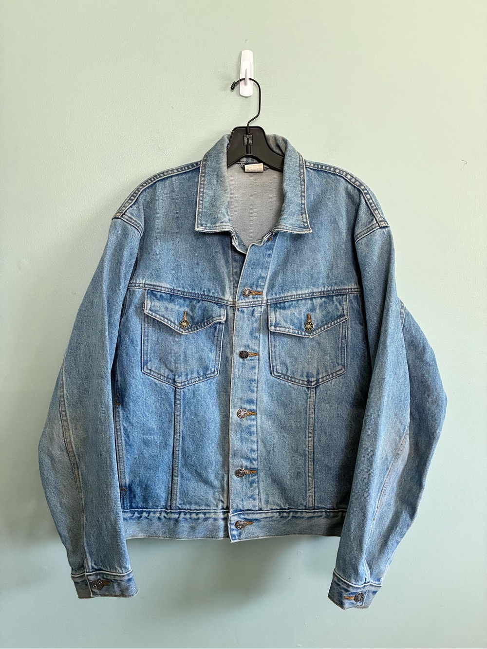 Saugatuck VTG 90’s Dry Goods Light Wash Denim Americana Button Boxy Jacket Men M